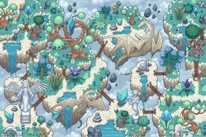 Flying Islands Pixel Art Top-Down Tileset