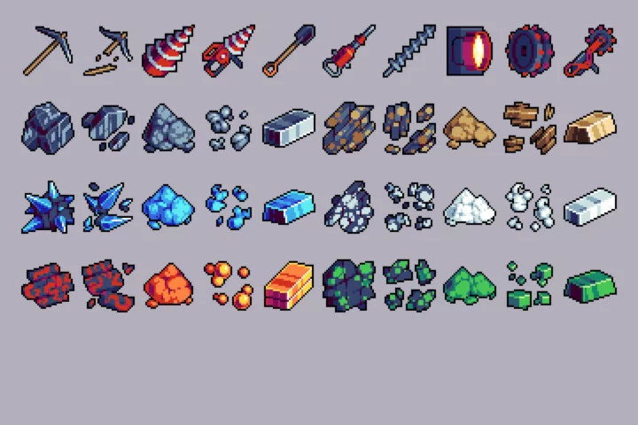 Free Mining Pixel 32×32 Icons