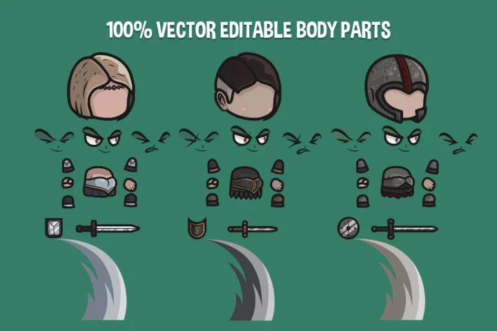 Girl Knight Chibi Character Sprites