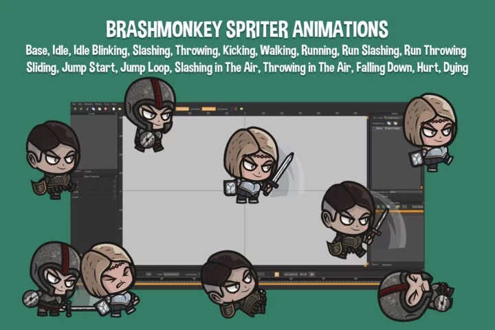 Girl Knight Chibi Character Sprites