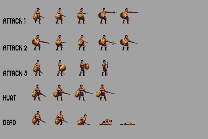Gladiator Sprite Sheets Pixel Art Set