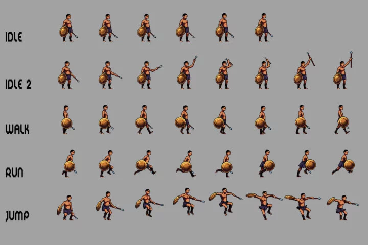 Gladiator Sprite Sheets Pixel Art Set
