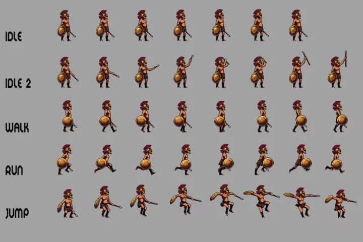 Gladiator Sprite Sheets Pixel Art Set