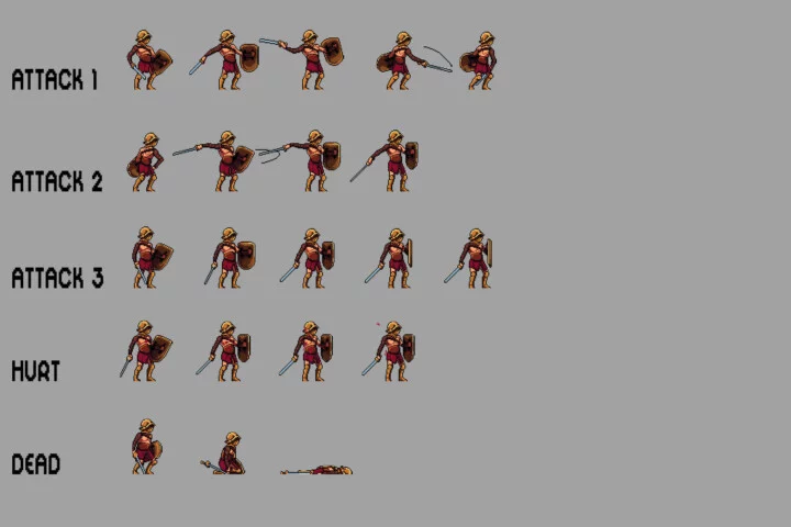 Gladiator Sprite Sheets Pixel Art Set
