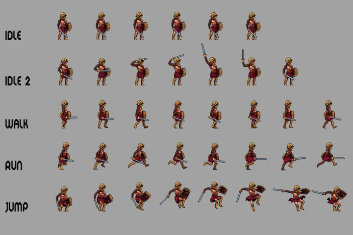 Gladiator Sprite Sheets Pixel Art Set