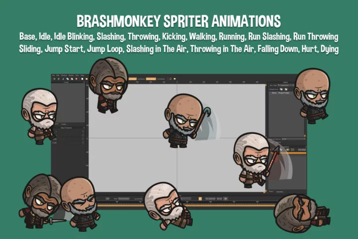 Old Hero Chibi Style Character Sprites