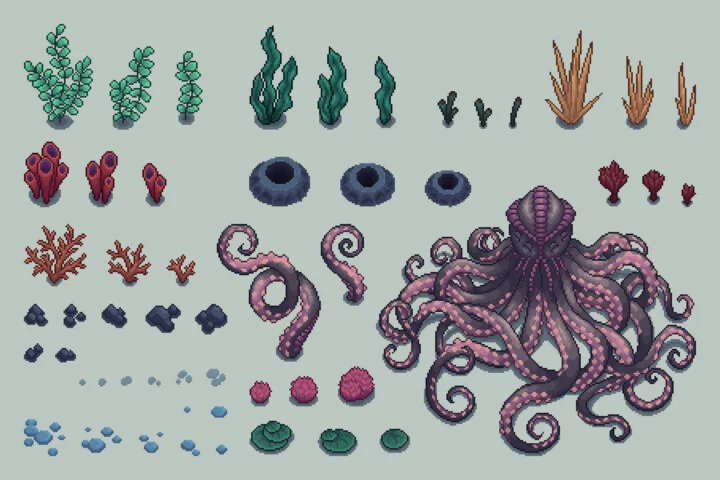 Seabed Pixel Art Top Down Tileset