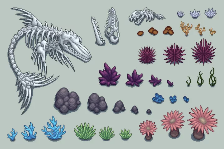 Seabed Pixel Art Top Down Tileset