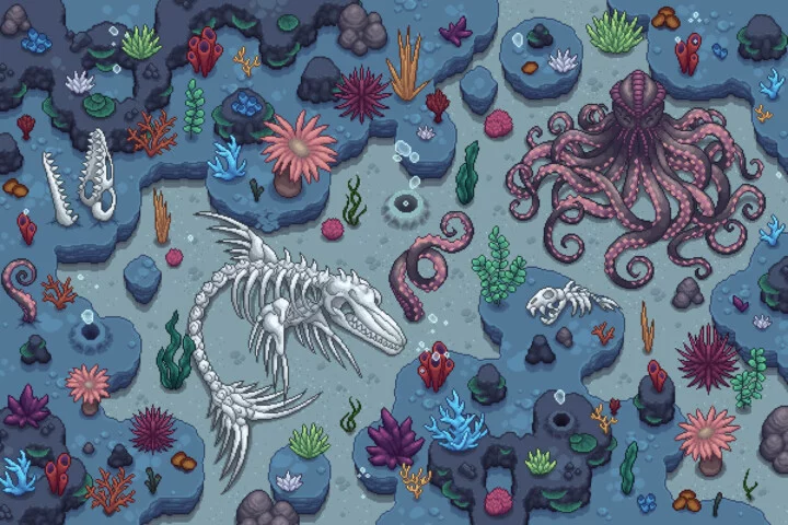 Seabed Pixel Art Top Down Tileset