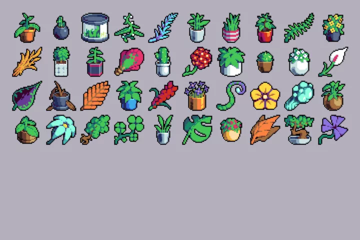 Vegetation Icons 32×32 Pixel Art