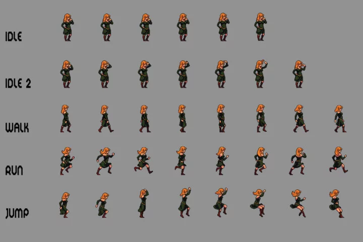 Witch Pixel Character Sprite Sheets Pack