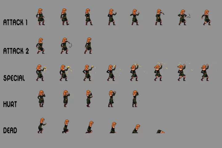 Witch Pixel Character Sprite Sheets Pack