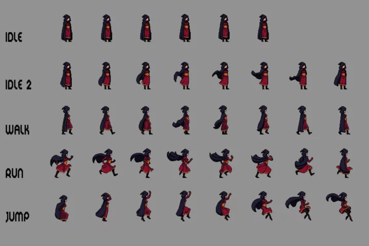 Witch Pixel Character Sprite Sheets Pack