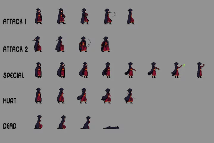 Witch Pixel Character Sprite Sheets Pack