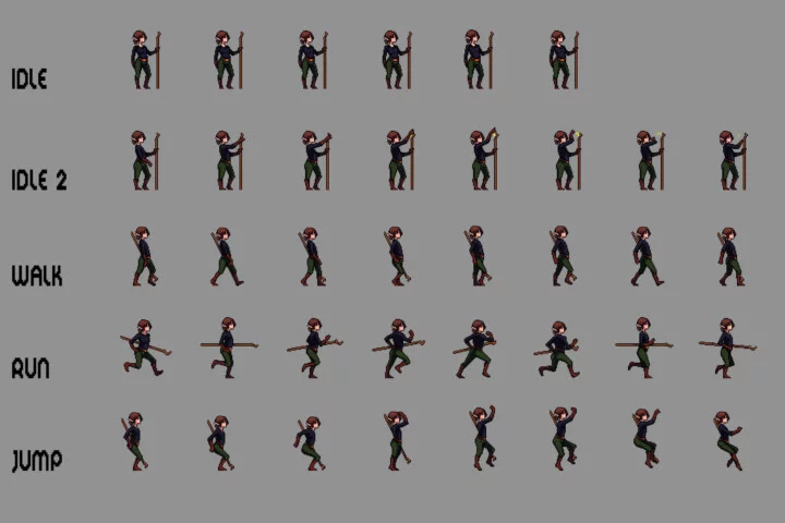 Witch Pixel Character Sprite Sheets Pack