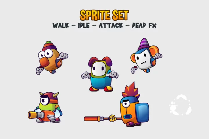 5 Funny Monsters Game Asset Pack V18