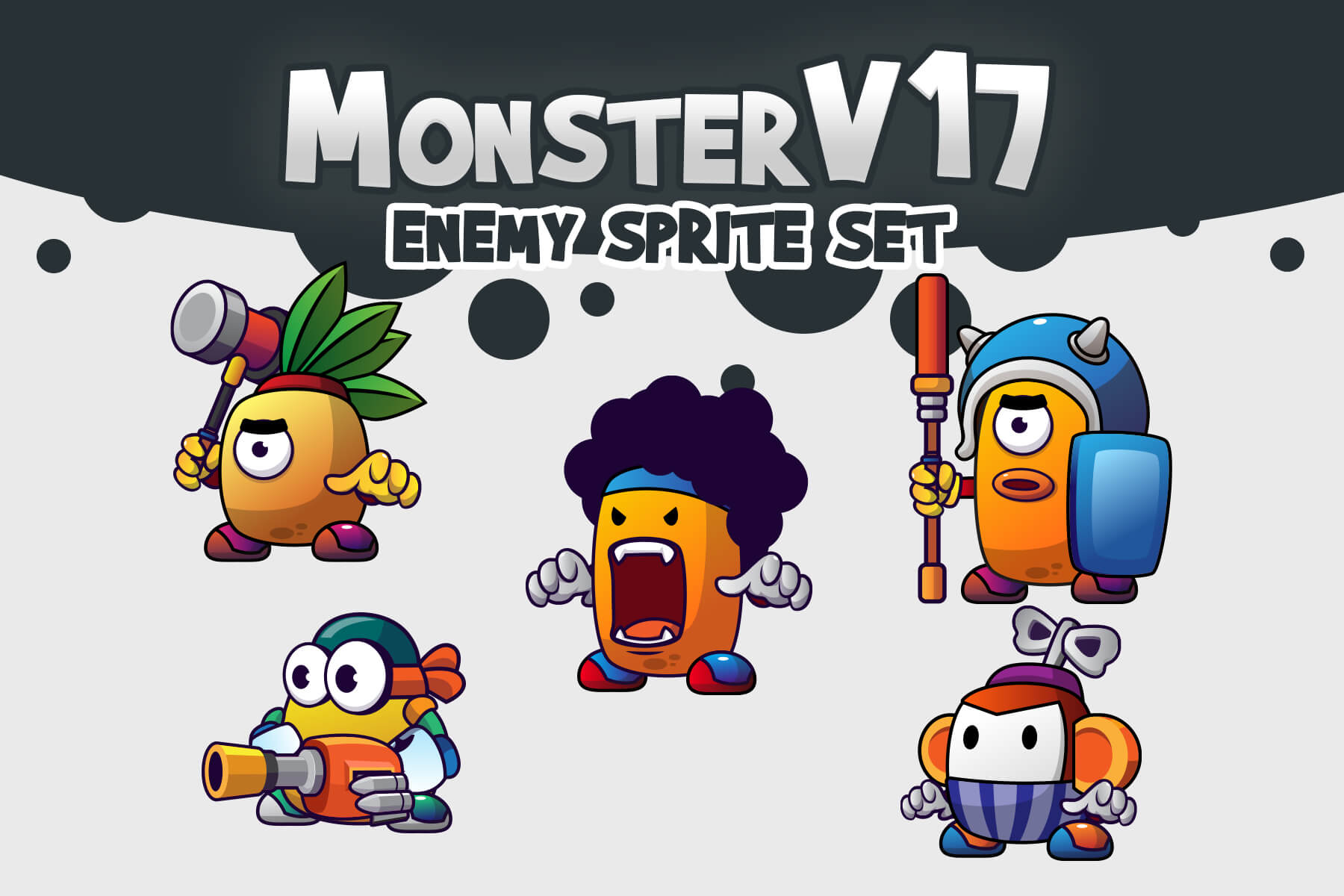 5 Funny Monsters Sprite Pack V17 Download - CraftPix.net