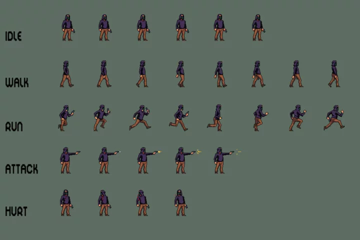 Bandits Pixel Art Character Sprite Sheets Pack