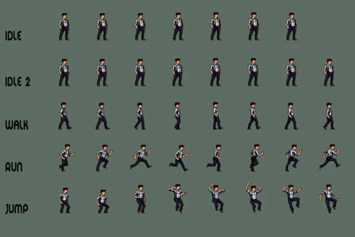 Free Gangster Pixel Character Sprite Sheets Pack