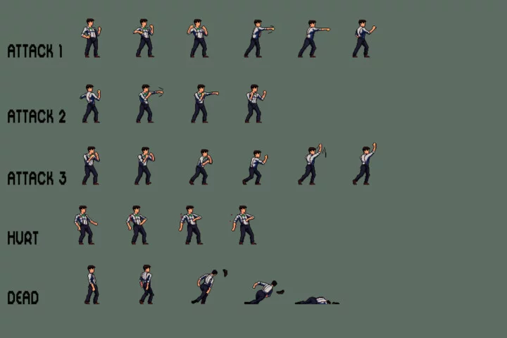 Free Gangster Pixel Character Sprite Sheets Pack