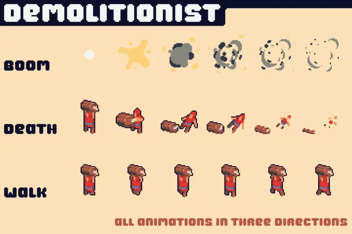 Top-Down Enemy Pixel Art for Defense