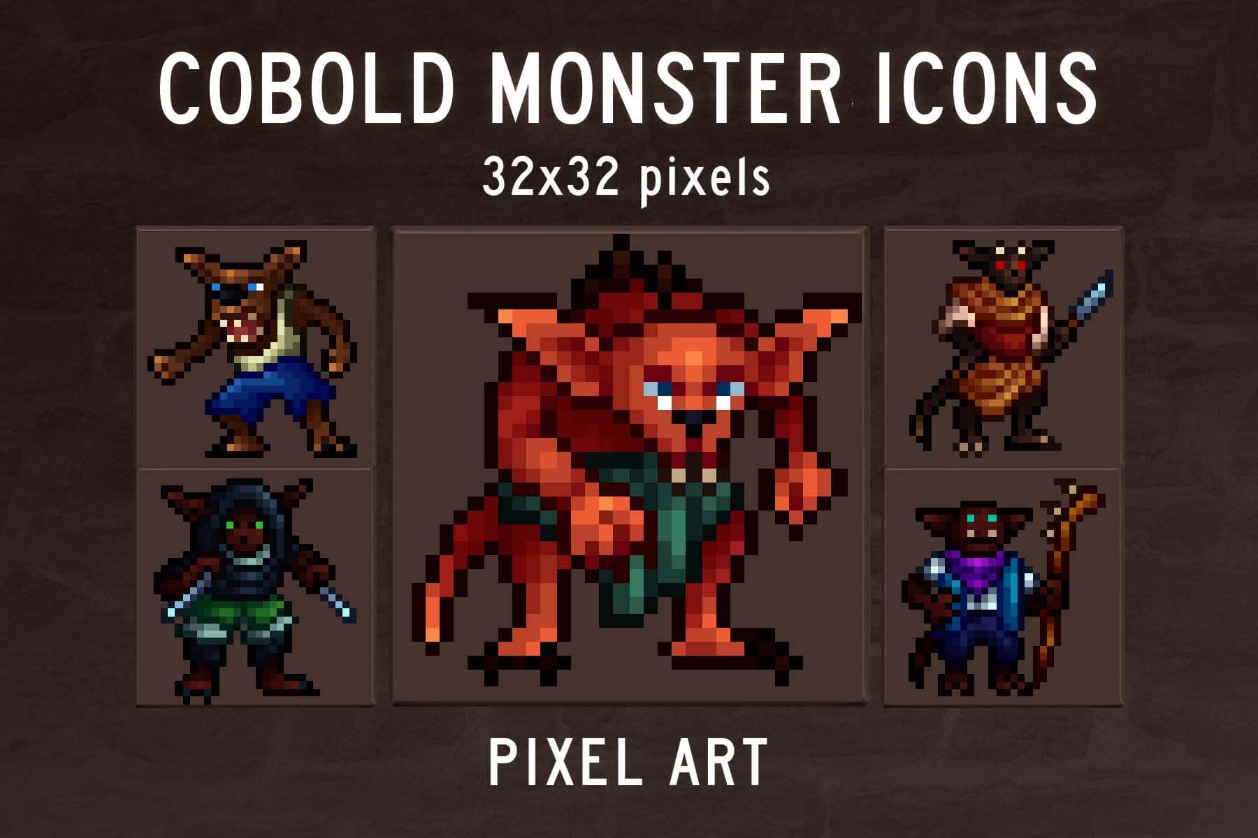 Cobold Monster Icons 32x32 Pixel Art - CraftPix.net