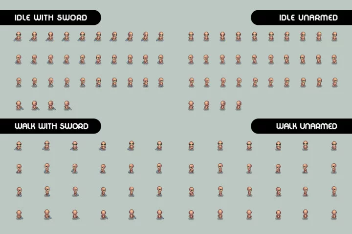 Free Base 4-Direction Female Character Pixel Art