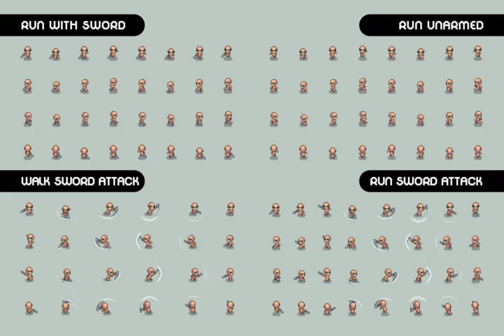 Free Base 4-Direction Female Character Pixel Art