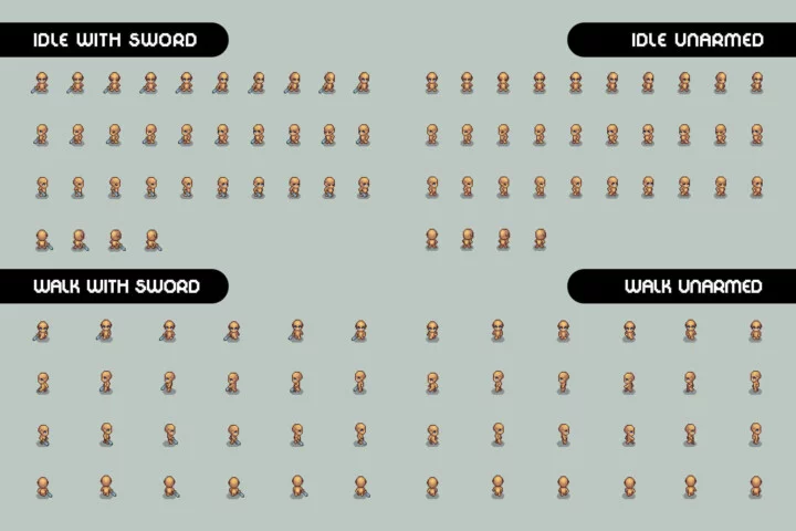 Free Base 4-Direction Male Character Pixel Art