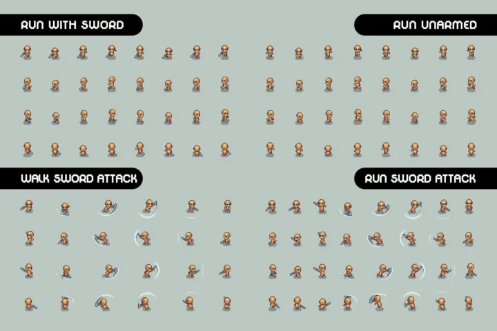 Free Base 4-Direction Male Character Pixel Art