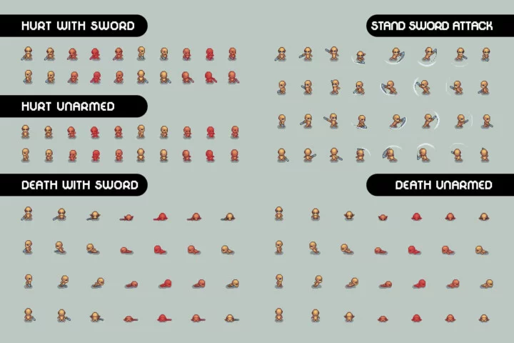 Free Base 4-Direction Male Character Pixel Art