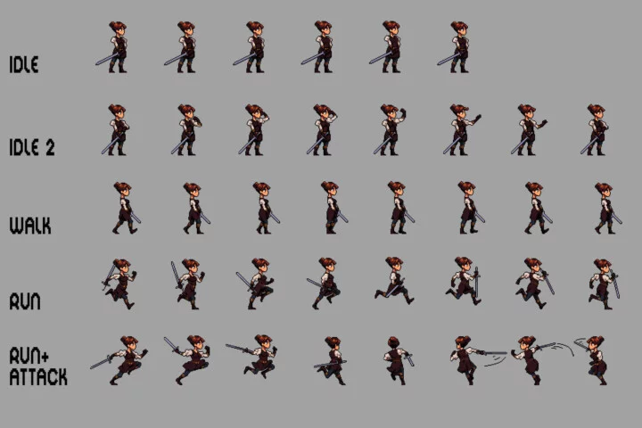 Girls Warrior 2D Pixel Art Sprite Pack
