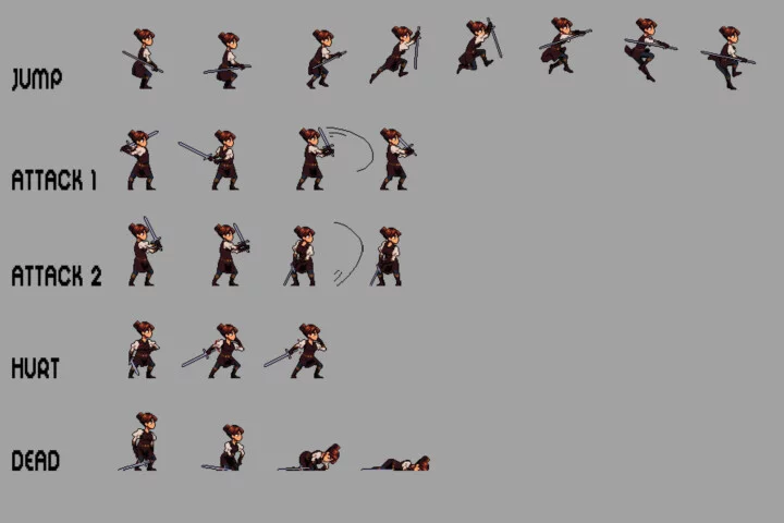 Girls Warrior 2D Pixel Art Sprite Pack