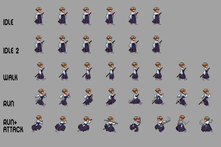 Girls Warrior 2D Pixel Art Sprite Pack