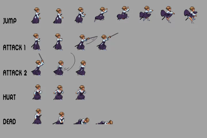 Girls Warrior 2D Pixel Art Sprite Pack