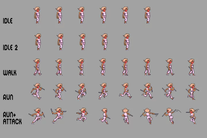 Girls Warrior 2D Pixel Art Sprite Pack