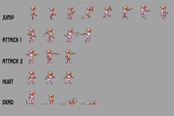 Girls Warrior 2D Pixel Art Sprite Pack