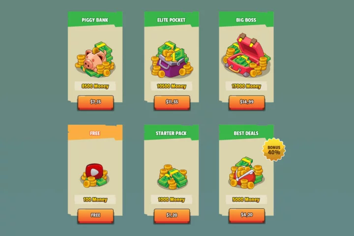 Gold Coins and Money Game UI Pack