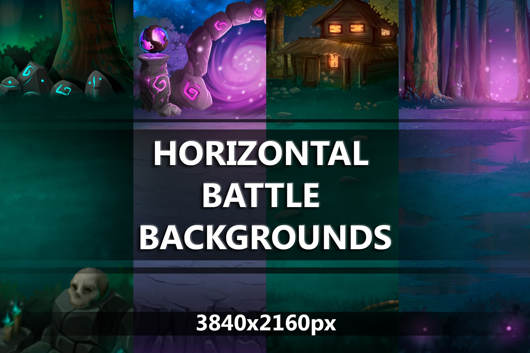 Horizontal Dark Magic Battle Backgrounds - CraftPix.net