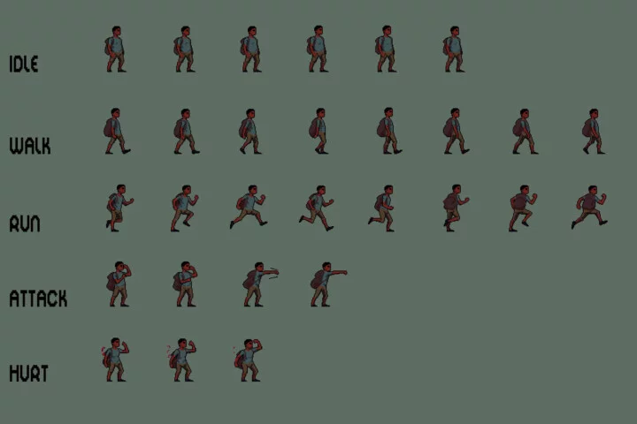 City Man Pixel Art Character Sprite Sheets