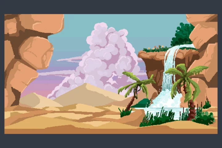 Free Desert Oasis Pixel Art Background Pack