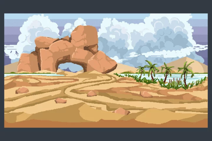 Free Desert Oasis Pixel Art Background Pack