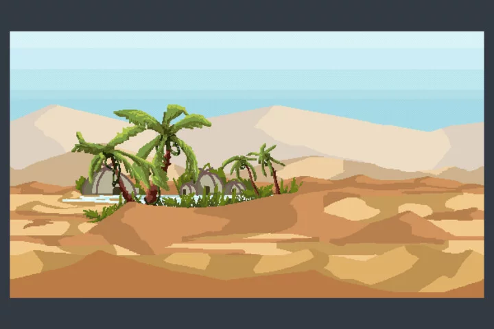Free Desert Oasis Pixel Art Background Pack
