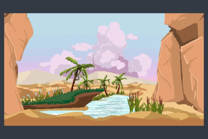 Free Desert Oasis Pixel Art Background Pack