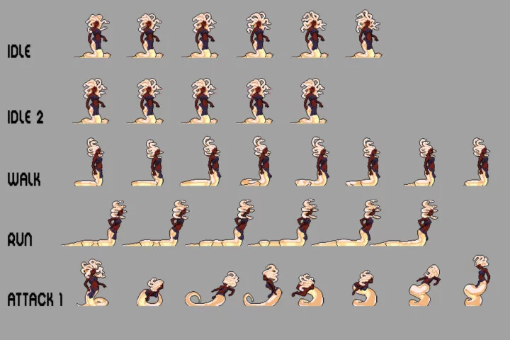 Free Gorgon Pixel Art Character Sprite Sheets