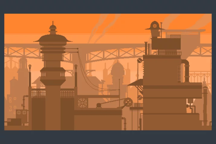 Free Steampunk Cityscape Pixel Backgrounds