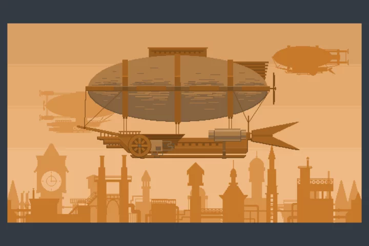 Free Steampunk Cityscape Pixel Backgrounds