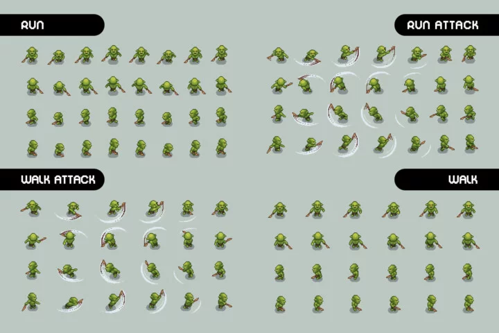 Free Top-Down Orc Game Character Pixel Art