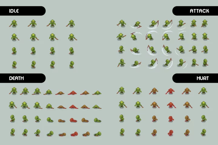 Free Top-Down Orc Game Character Pixel Art