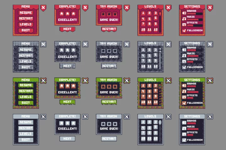 Pixel Game User Interface for Platformer